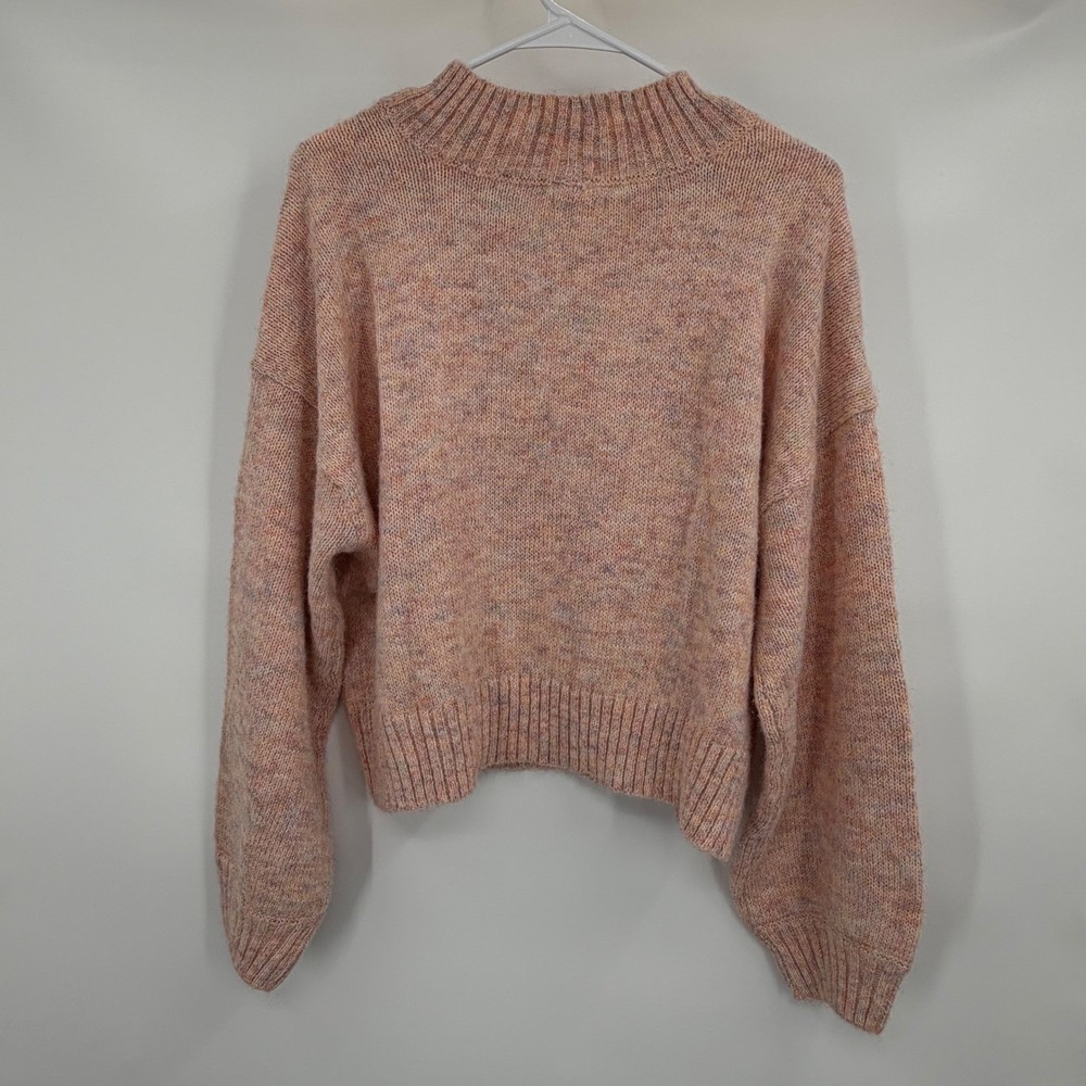 American Eagle Mock Neck Sweater Pink Multi Pastel Knit Medium NWT