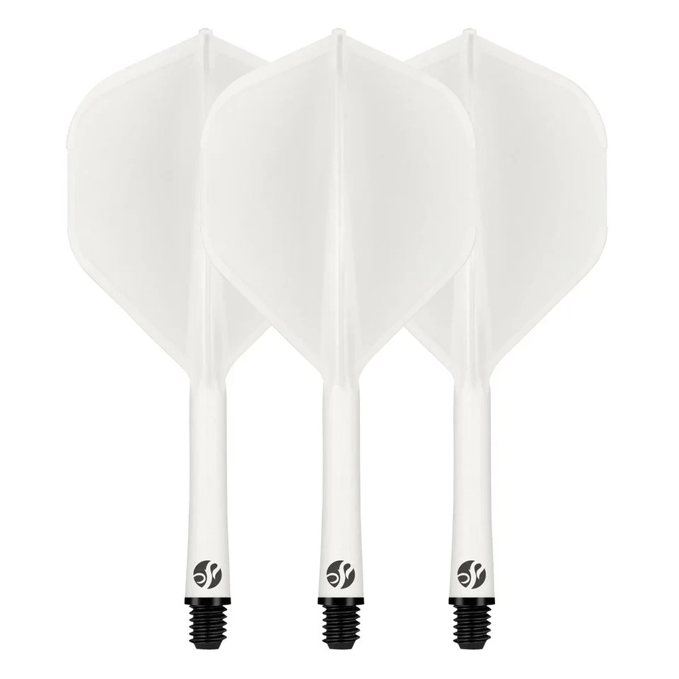 2 PACK Shot Flight Deck One Piece Dart Flight and Shaft System White SHORT