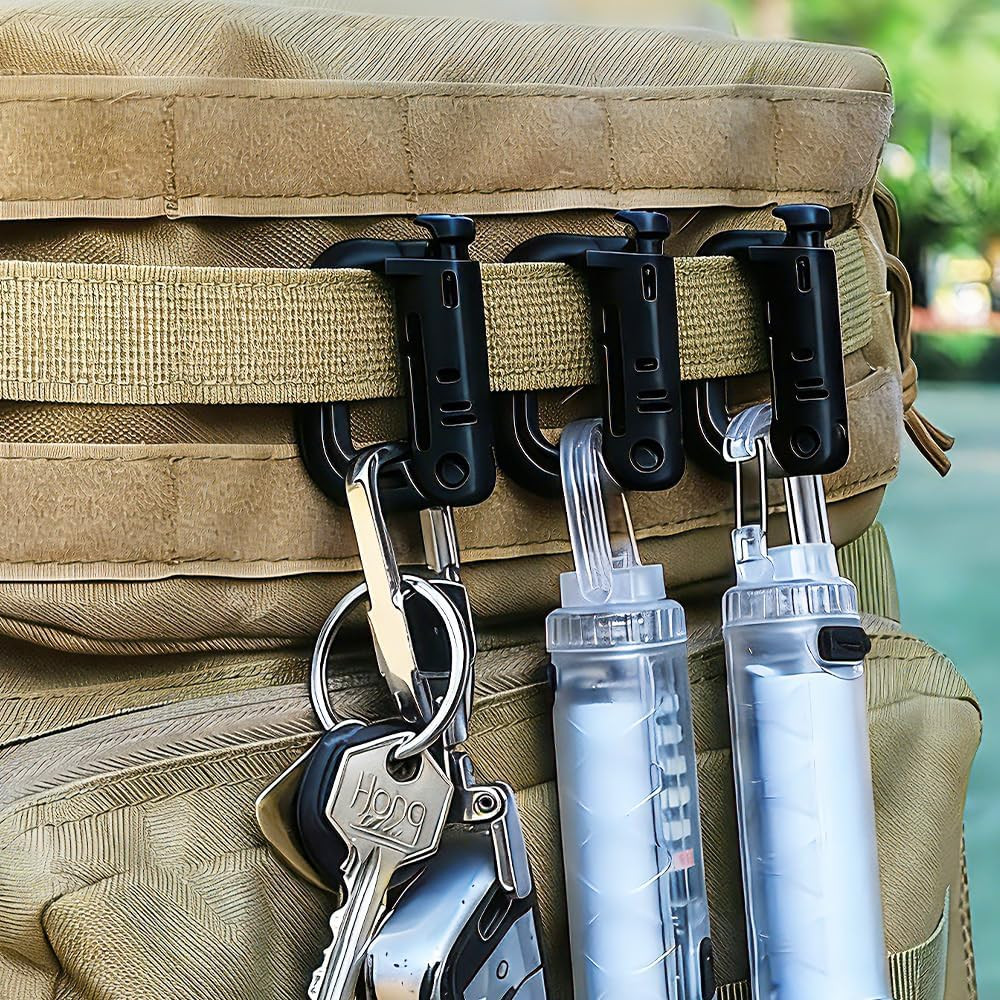 12 Pack Multipurpose D-Ring Grimlock Locking for Molle Webbing Molle Clips Hangi