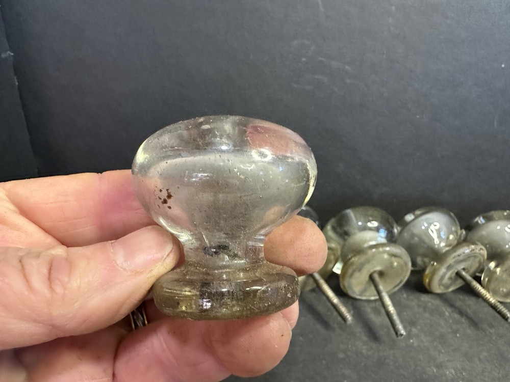 Set 8 Antique Glass Furniture Knobs Pulls, Lot 2