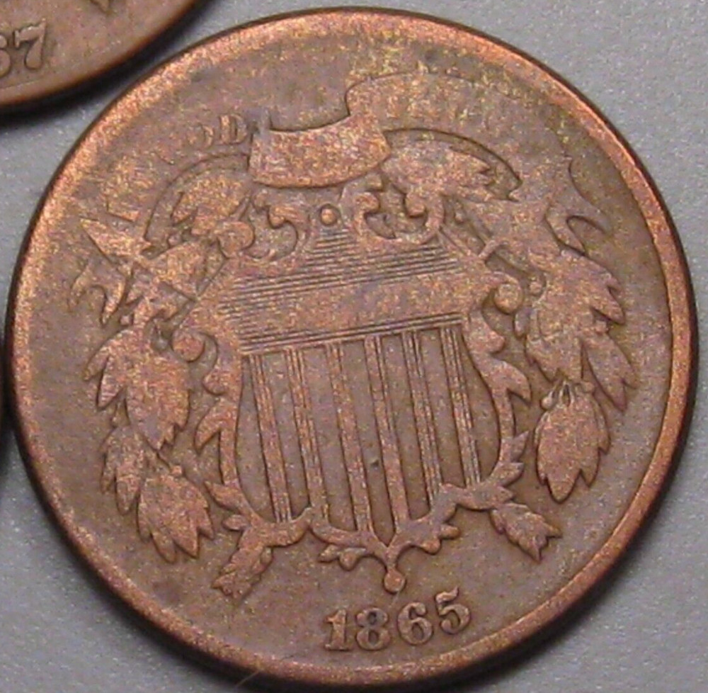 3 US 2¢ Two Cent Piece 1864, 1865, 1867