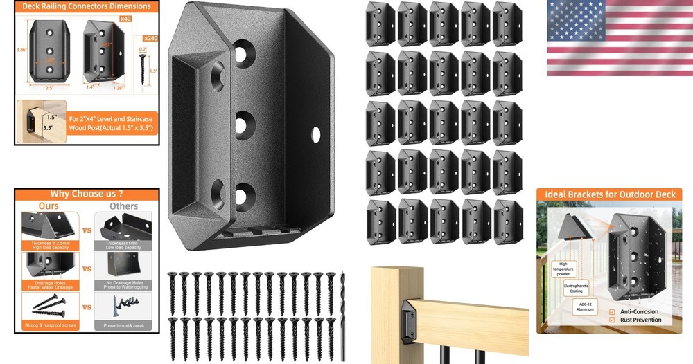 Rust-Resistant Deck Railing Connectors Bundle