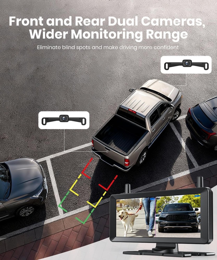 Wireless Backup Camera 7.2 Dual Split Screen
