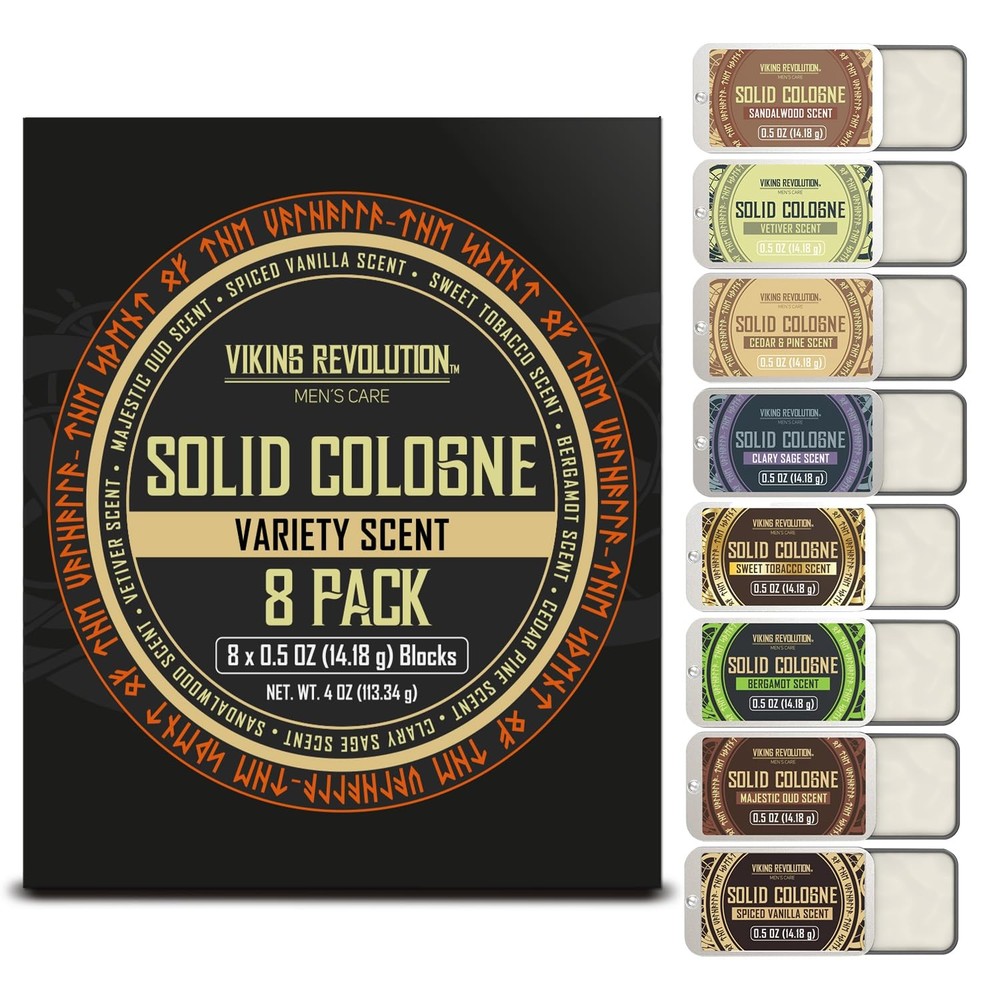 Viking Revolution 8 Pack Solid Cologne for Men - Men's Gift Set...