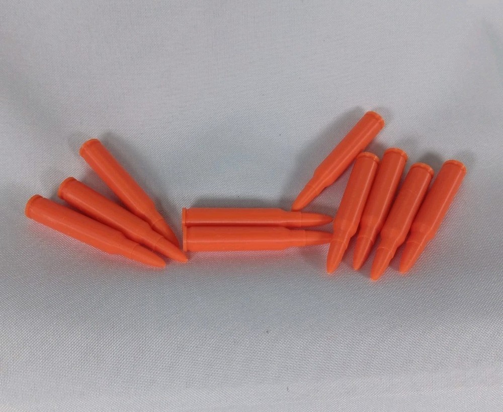 .223/5.56 NATO Solid Orange Dummy Training Rounds - 10 Pack Inert Snap Caps