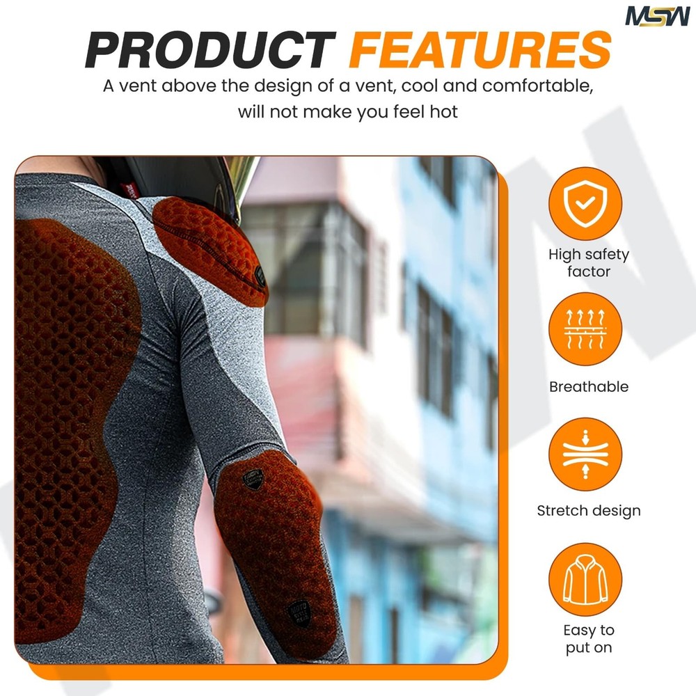 4PC CE Level 2 Elbow and Shoulder Certified Armor Pads Set, Level 2 Approved ...