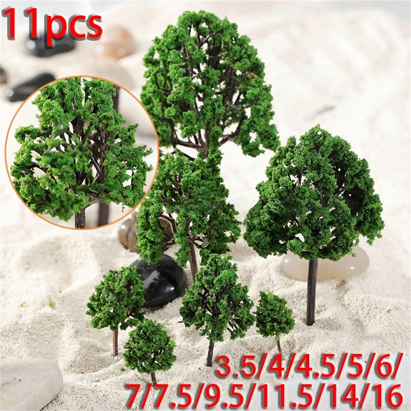 11Pcs Tree Model Mixed Size Artificial Trees Train Railway Diorama Layout Decor