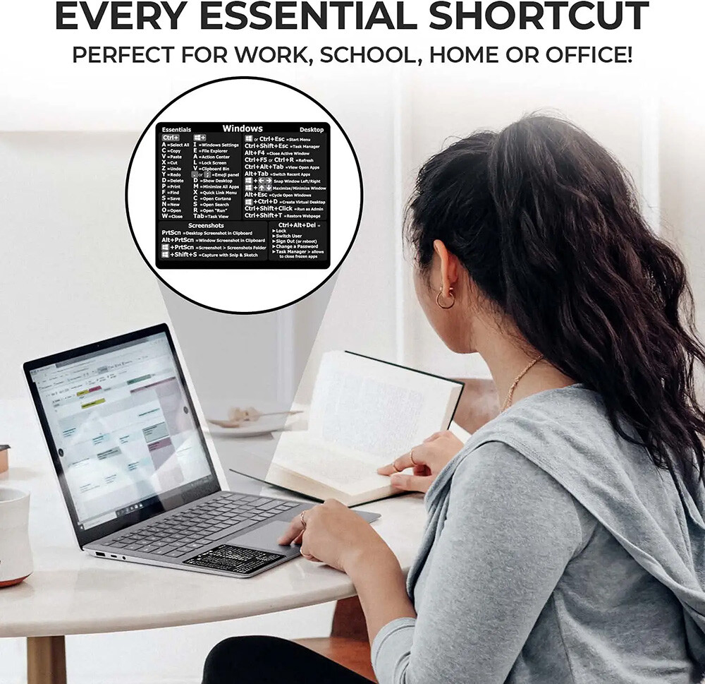 Windows PC Laptop Desktop Reference Guide Keyboard Vinyl Shortcut Sticker Decal