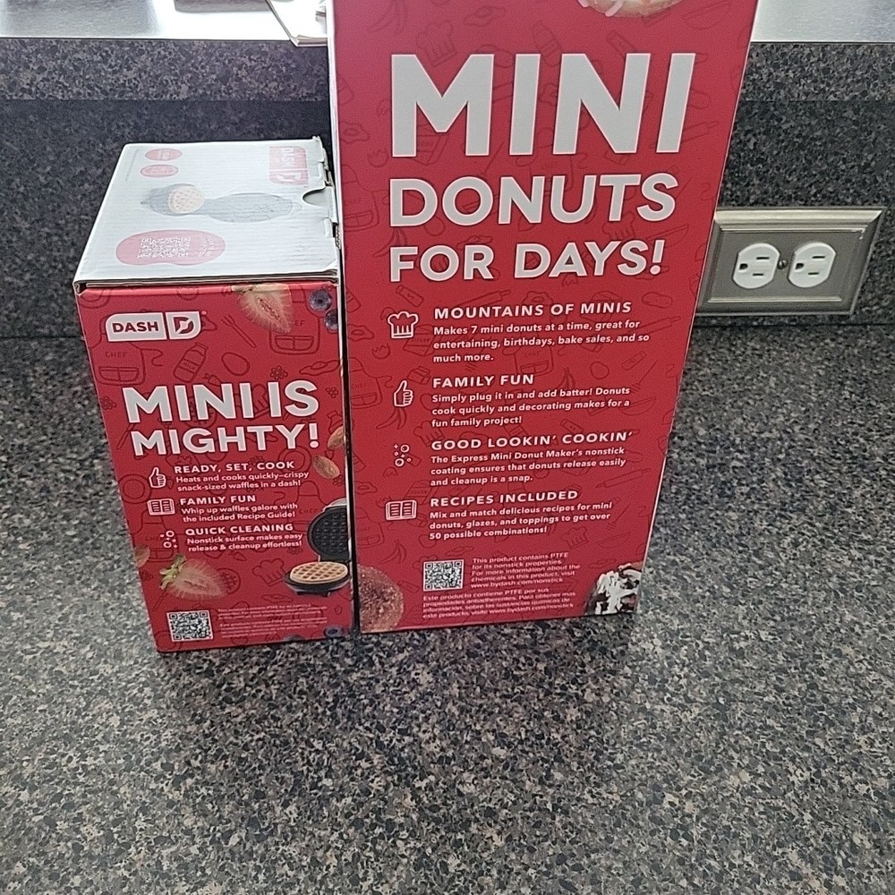 Bundle! DASH Express Mini Donut Maker AND Mini Waffle Maker Nonstick Press Type