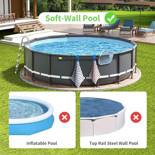 Poolside Pool Leaf Skimmer Net Holder, Above Ground Pool Pole Blue-2Pack