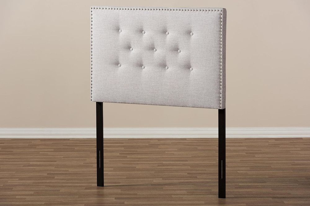 Modern Greyish Beige Twin Headboard - Windsor Upholstered Design