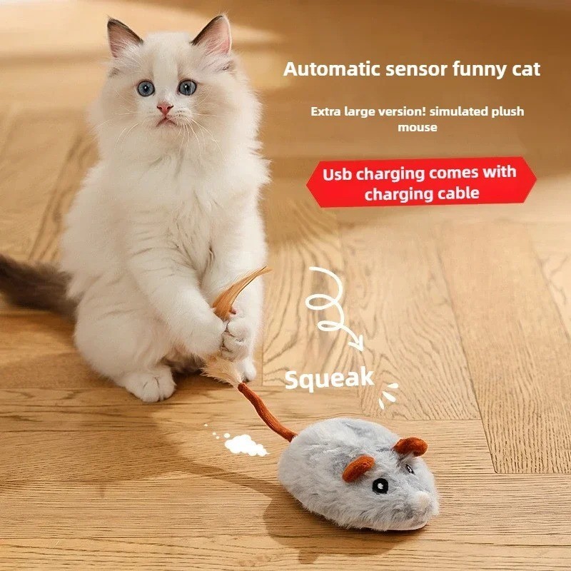Automatic Electric Cat Toy USB Charging Interactive Squeaky Mouse