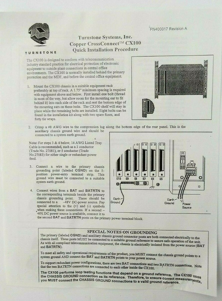 Turnstone Systems, Inc. Copper CrossConnect CX100-23