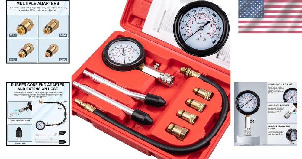 Durable 8-Piece Automotive Compression Tester Kit - Ideal for Maintenance