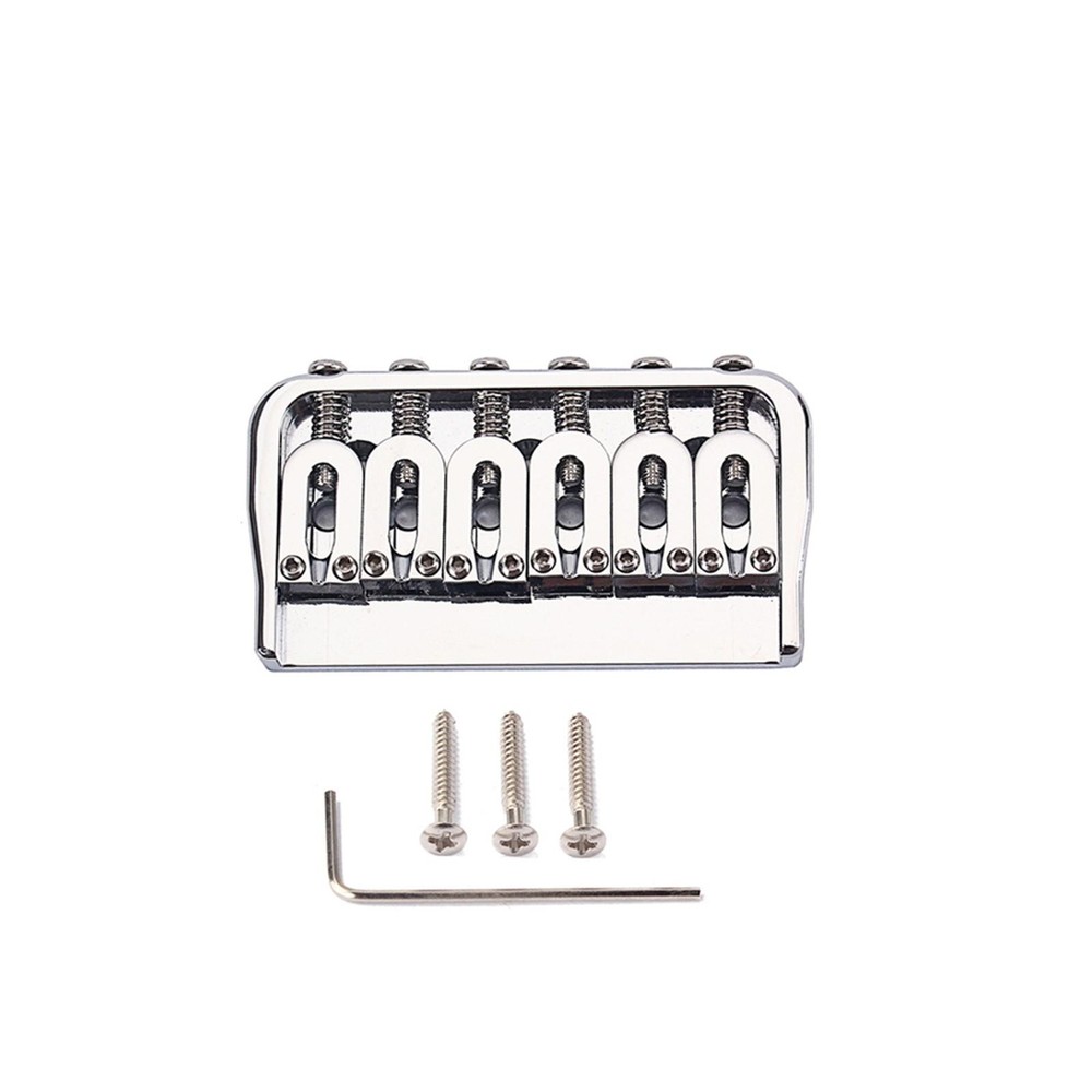 Chrome Fixed Guitar Bridge 52mm 6-String Hardtail Bridge For Electric Guitar