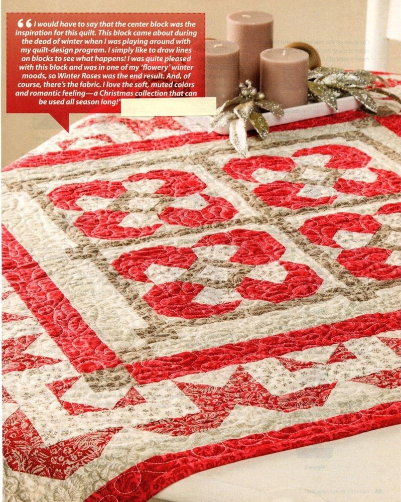 Winter Roses Quilt Pattern Pieced JW