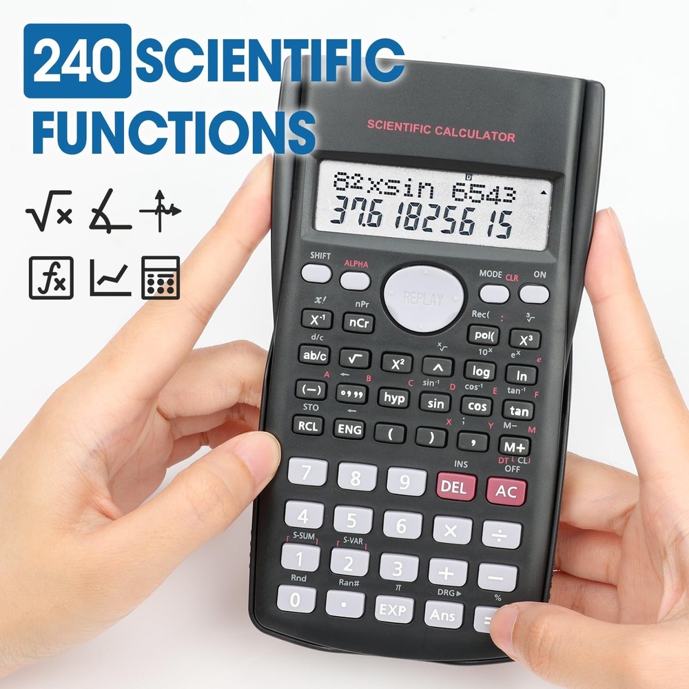 2 Pack Scientific Calculators, 2-Line Large Screen Display 240 Functions Scie...