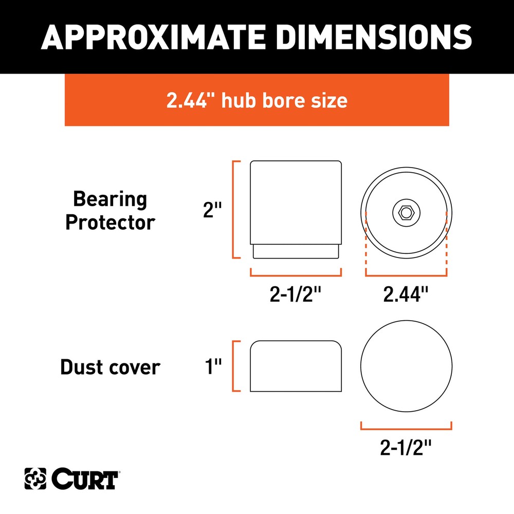 Curt 2.44" Bearing Protectors & Covers (2-Pack)