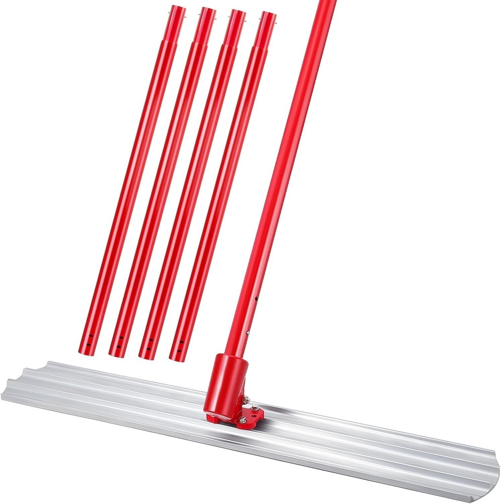46"x8" Bull Float Magnesium Concrete Float Tool w/ 4 Extendable Handle Round End