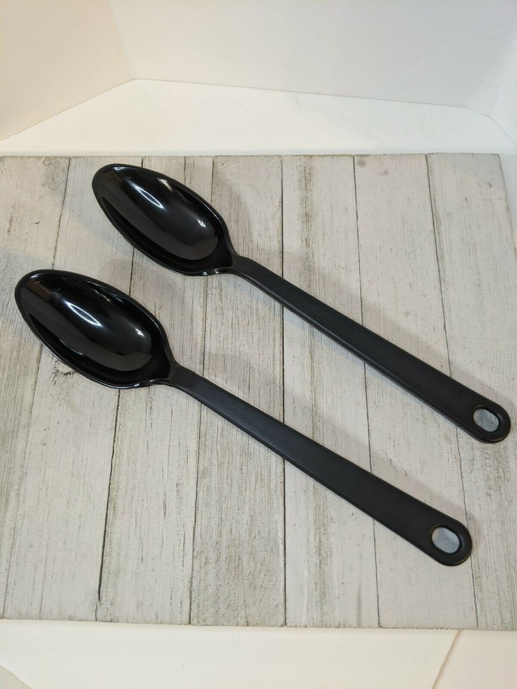 NEW Set 2 Tailor Made Products Black Nylon Plastic Solid Spoons 11 1/2" Basting