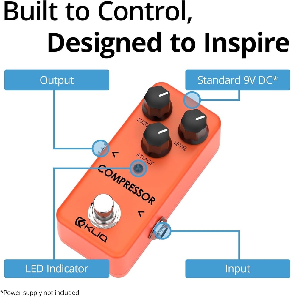 KLIQ Tiny Compressor Pedal for Guitar Bass