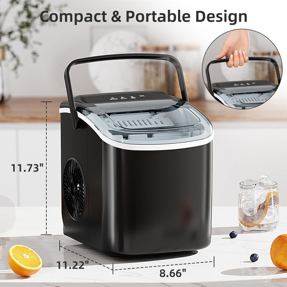 Star Ice Maker Countertop,Portable Ice Machine with Carry Handle, 26Lbs per day