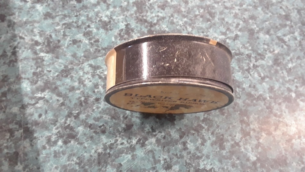 VTG BLACK HAWK TYPEWRITER RIBBON TIN