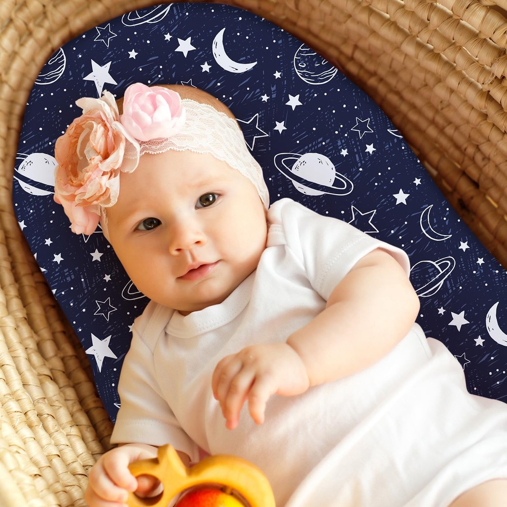 3-Pack Fitted Bassinet Sheets – Soft & Breathable for Baby, Universal Fit (Recta