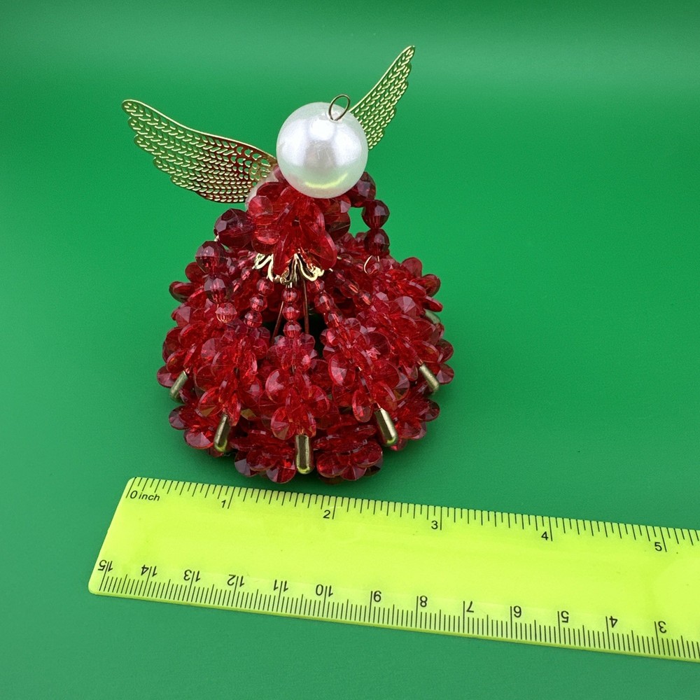 Beaded Angels Blue and Red - Christmas Ornaments