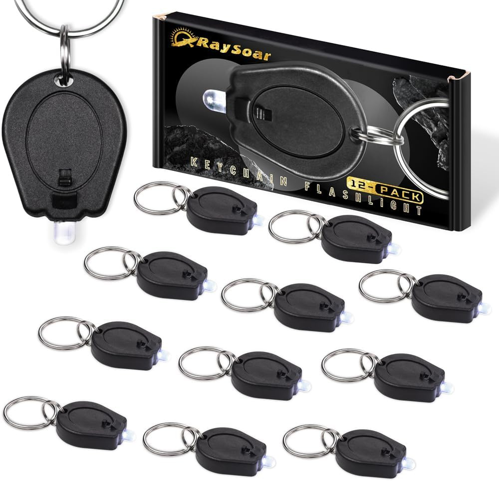 12 Pack Ultra Bright Mini LED Keychain Flashlight, Small Key Ring Flashlight, Po