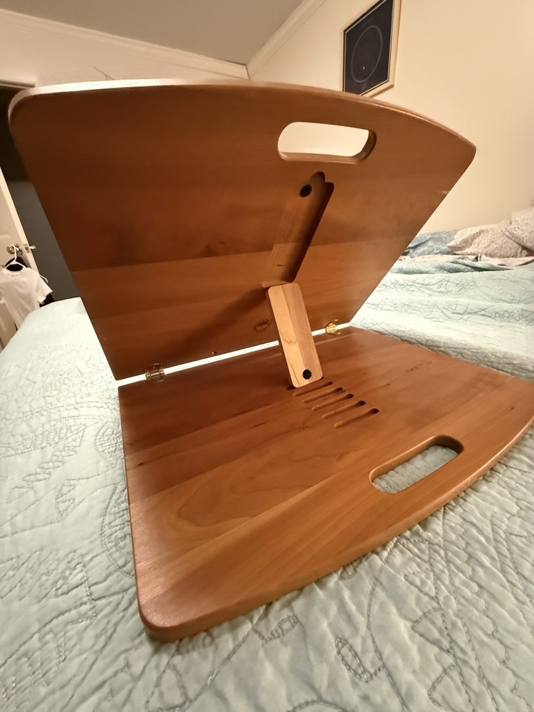 Levenger Foldable Wooden Book Stand Brown Adjustable Reading Holder Rectangle
