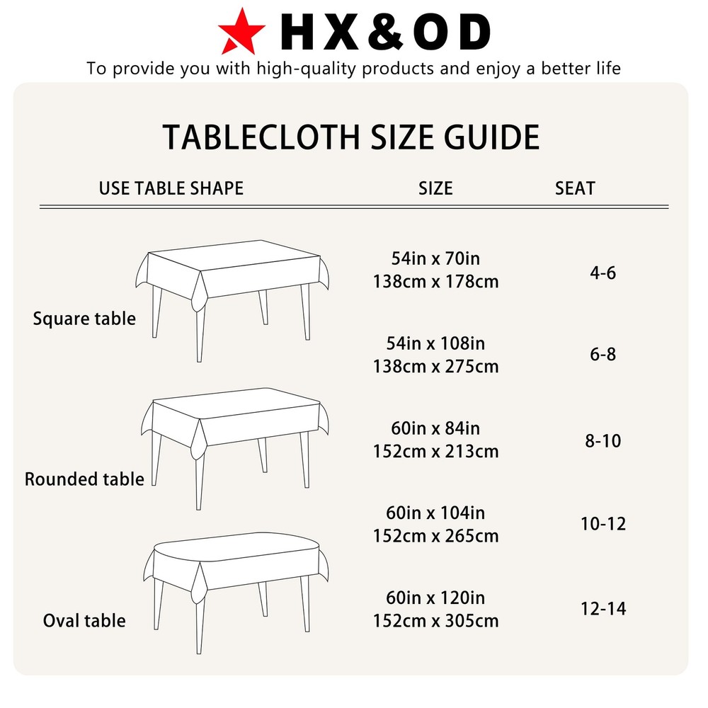 HX&OD Rectangular Tablecloth Waterproof Stain/Wrinkle Resistant Cationic Fabric