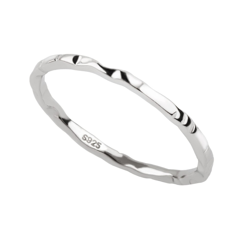 925 Sterling Silver Minimalist Hammered Textured Thin Knuckle Midi Stacking R...