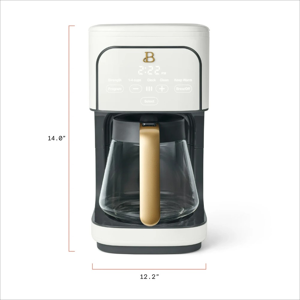 Beautiful 12 Cup Programmable Coffee Maker, White Icing by Drew Barrymore