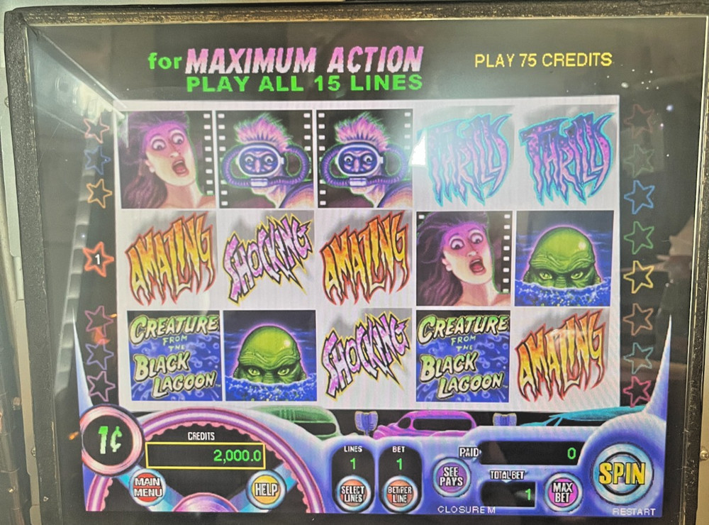 IGT CREATURE FROM THE BLACK LAGOON Software 5R 15 Pay Lines Multi-Denom