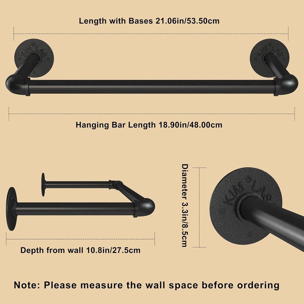 Space-Saving Industrial Pipe Clothing Rack - Easy Assembly, 130 lbs Capacity