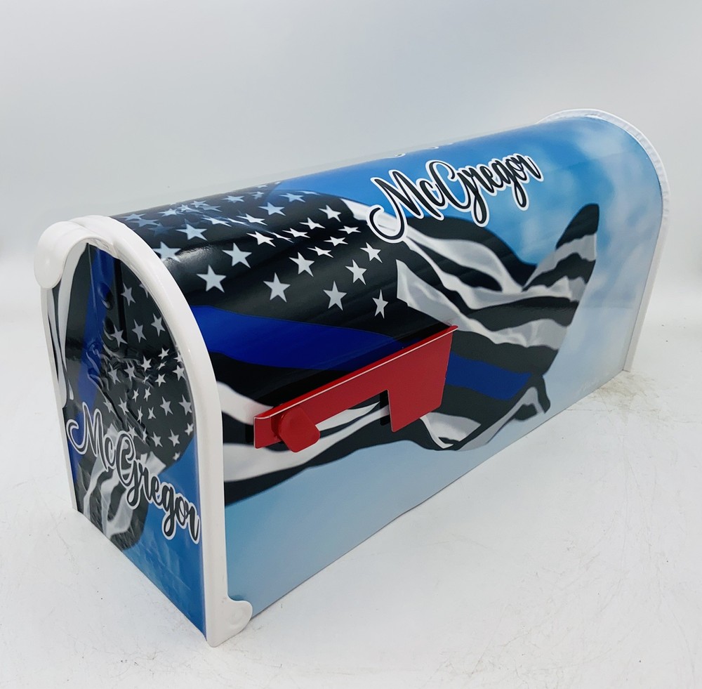 Thin Blue Line Custom Mailbox: Patriotic Gifts