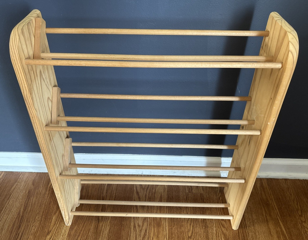 CD Storage Rack - Solid Wood 4-Row Tower Dowel Style - 160 Disk Capacity