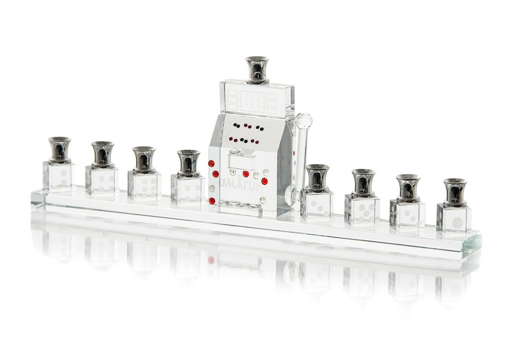 modern Crystal Menorah " Jackpot  "  Design *