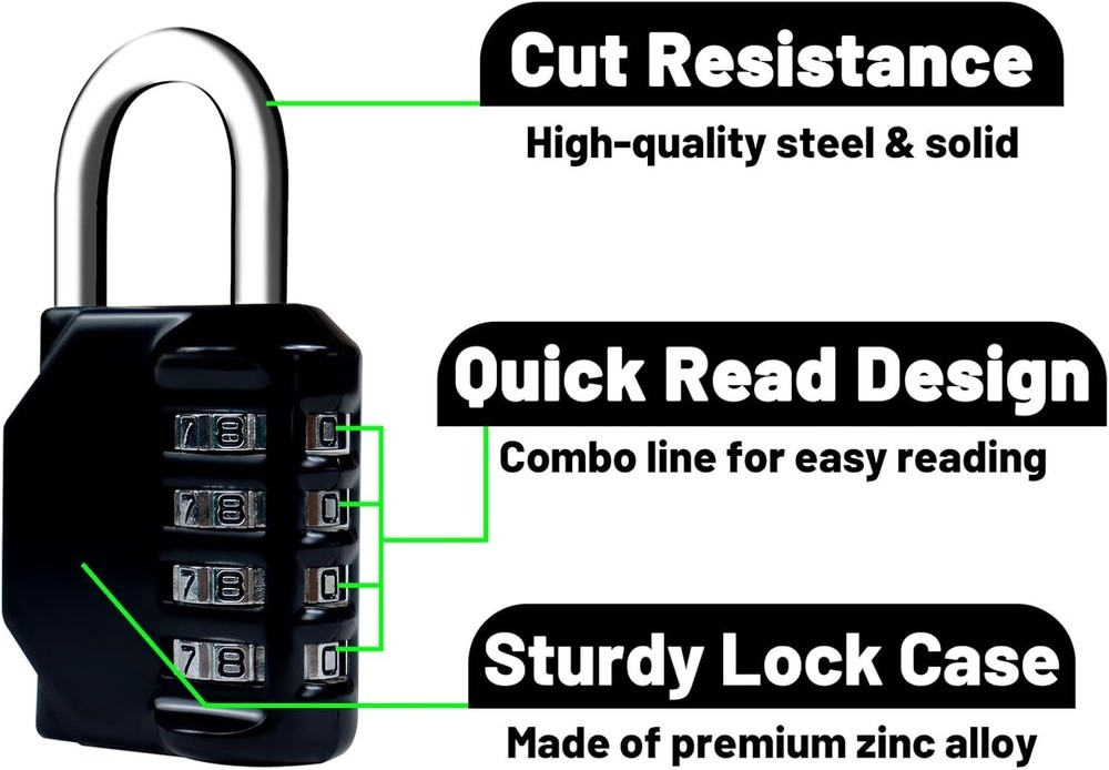 Heavy-Duty Waterproof Combination Lock for Toolbox, Gates & Storage Units