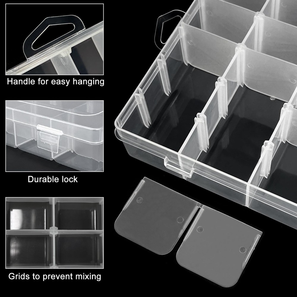 Guyuyii 4 Pack 36-Grid Plastic Clear Organizer 4 36 Compartments, White