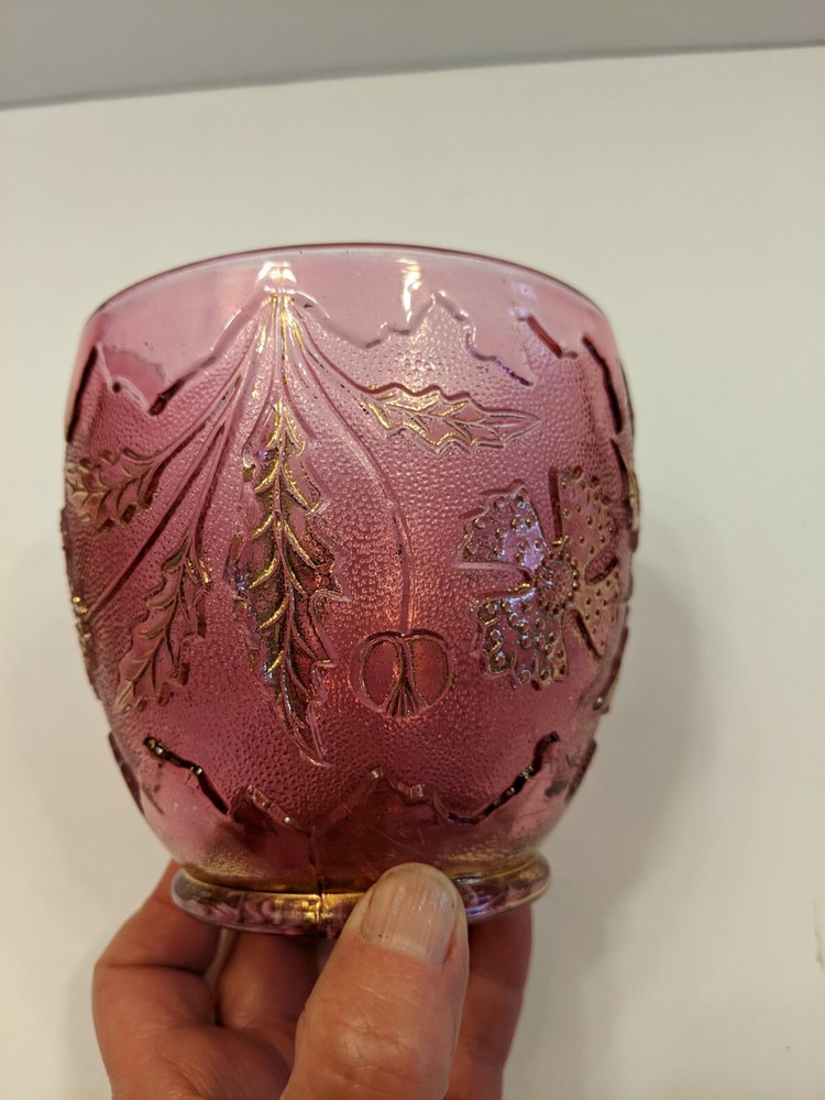 VTG U.S. Glass Co. Open Sugar Ruby Stain With Gold