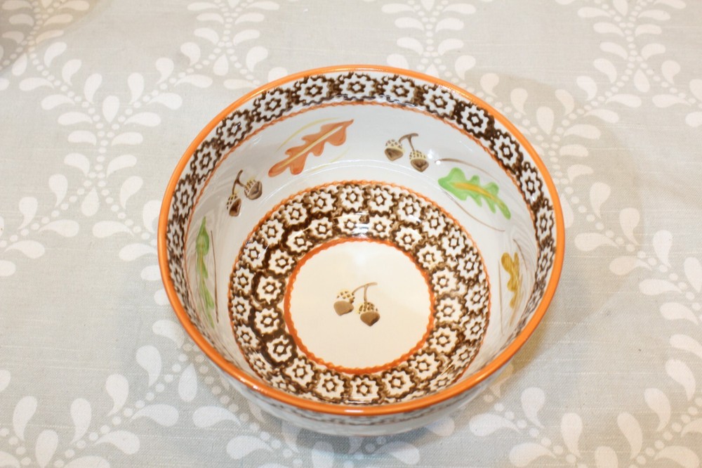 5 PC Temptations Old World Stacking Nesting Mixing Bowl Set - Fall/Autumn Acorns