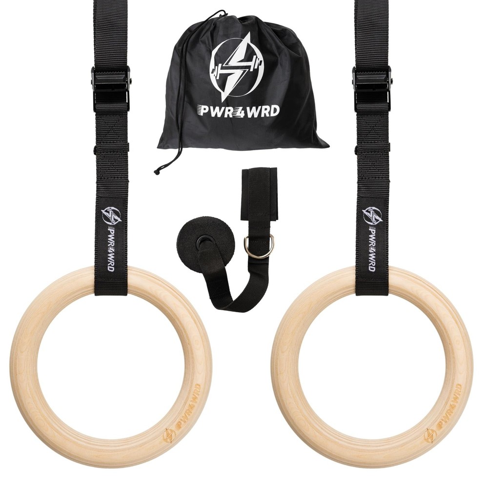 Gymnastic Rings - Durable Home Workout Equipment w/Adjustable Straps & Secure...