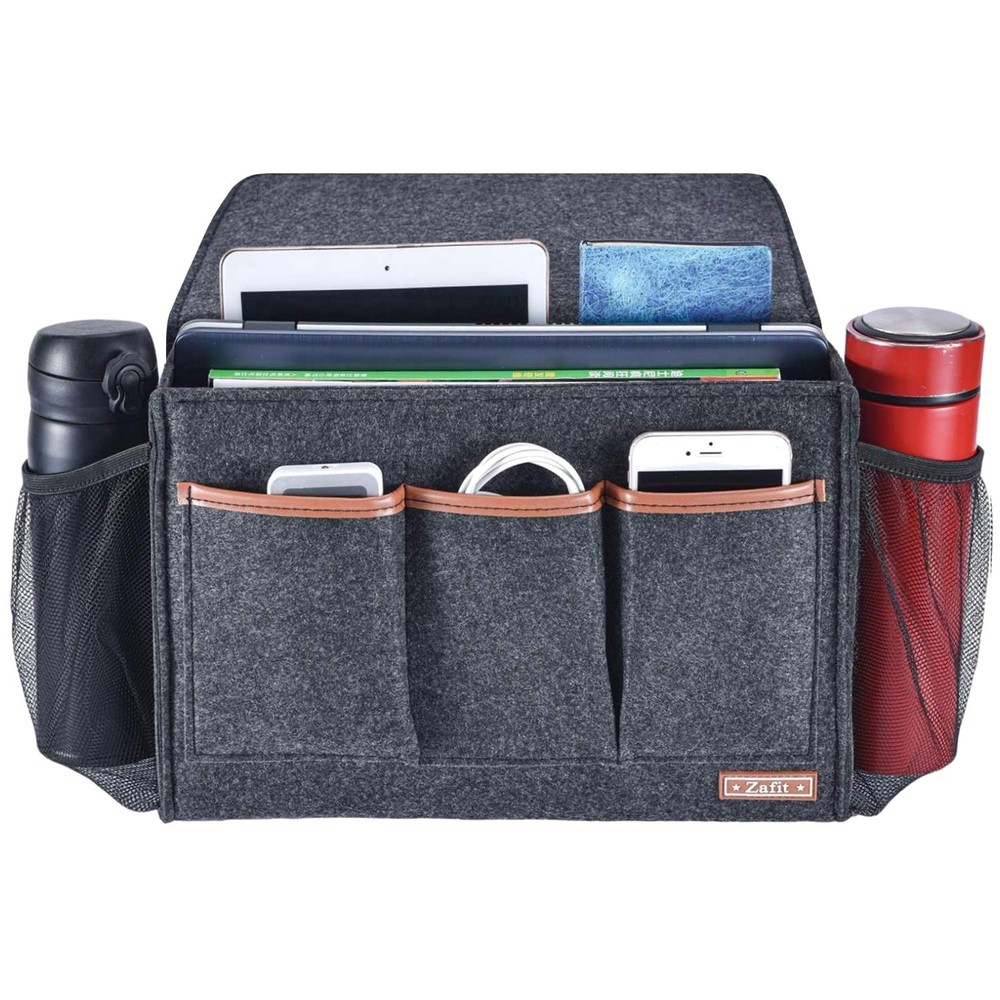 Felt Bedside Organizer for Magazines, Phone - Grey
