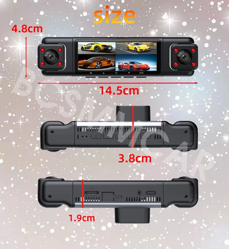 Car DVR Dash Cam Video Recorder Camera 4 Channel Mobile Detection Loop Recording