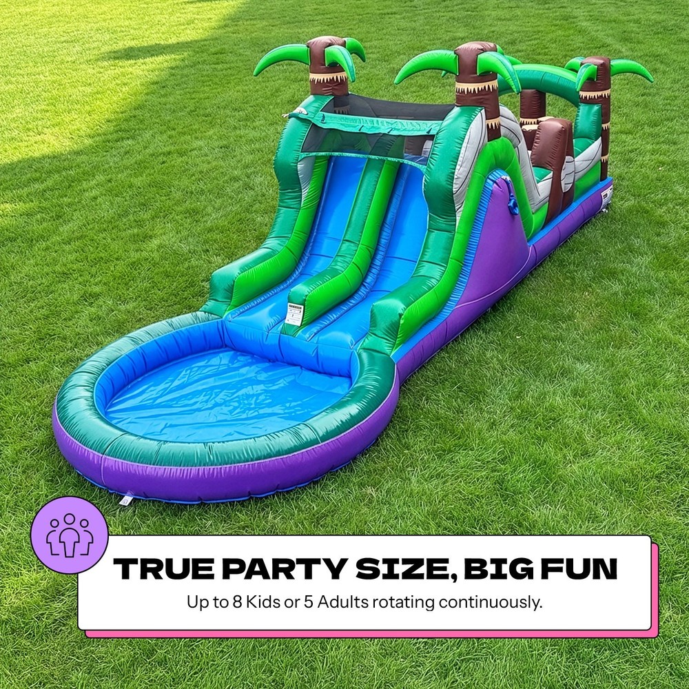 POP JUMP Tropical 28' Obstacle Course with Slide