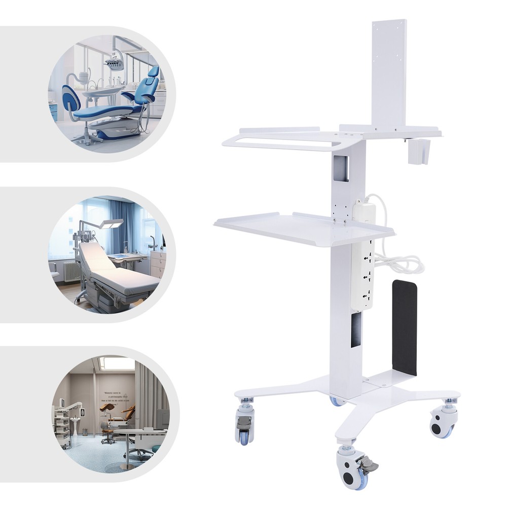 Adjustable Height Rolling Desk Computer Cart Mobile Laptop Workstation PC Table