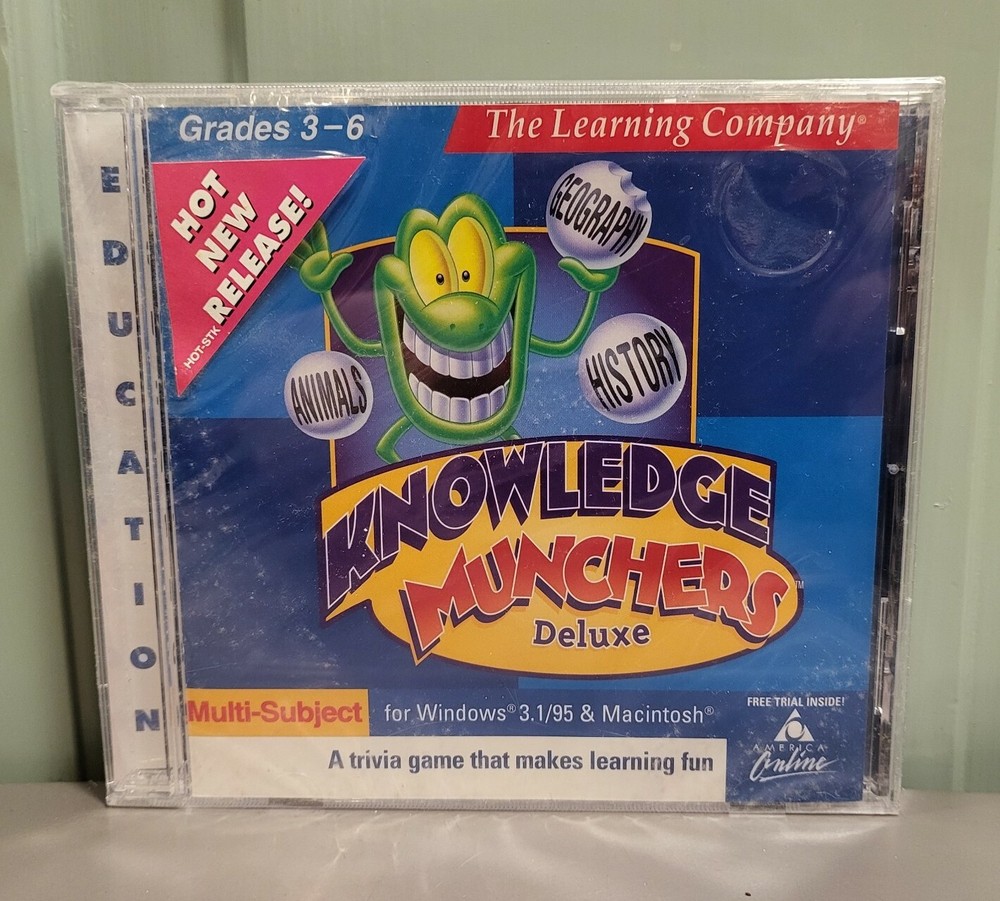 Knowledge Munchers Deluxe PC Compter Game The Learning Company Grade 3-6 NEW