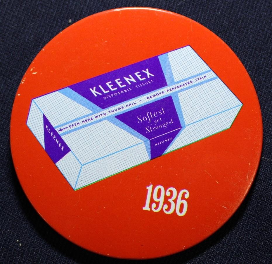 Kleenex Tissue 7 Different 3" Pinbacks Tray14